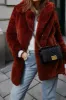 Orange Lapel Neck Open Front Faux Fur Midi Women Coat sold by Zapaka
