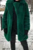 Orange Lapel Neck Open Front Faux Fur Midi Women Coat sold by Zapaka