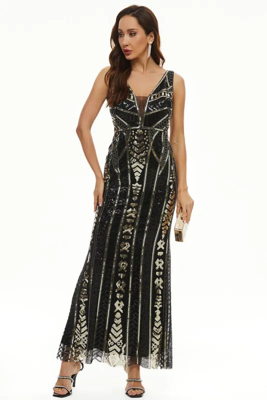 Sequin V-neck Sheath Long Formal Dress sold by Zapaka