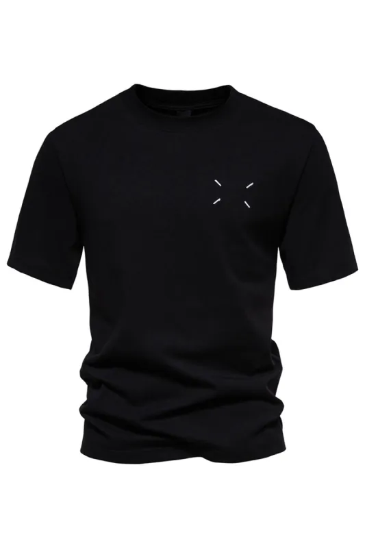 Black Cotton Short Sleeves Crewneck Men's Shirt sold by Zapaka