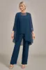Navy Long Sleeves 3 Pieces Mother of the Bride Pant Suits sold by Zapaka