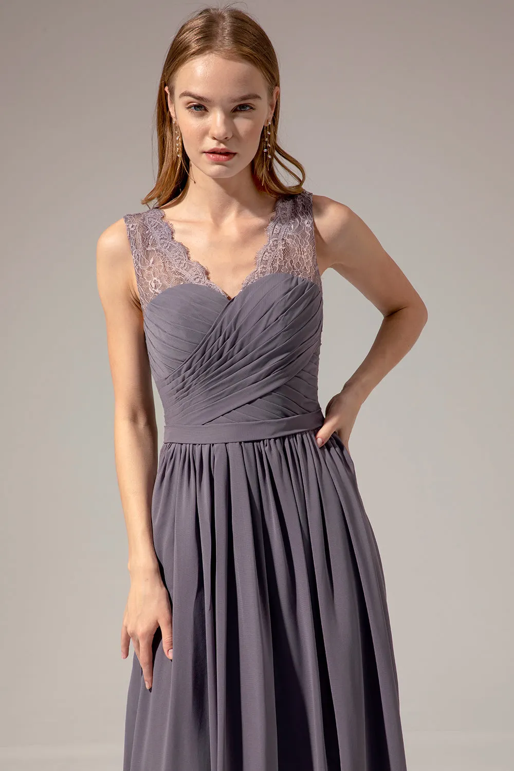 Long V-neck Bridesmaid Dress sold by Zapaka product image thumbnail 3