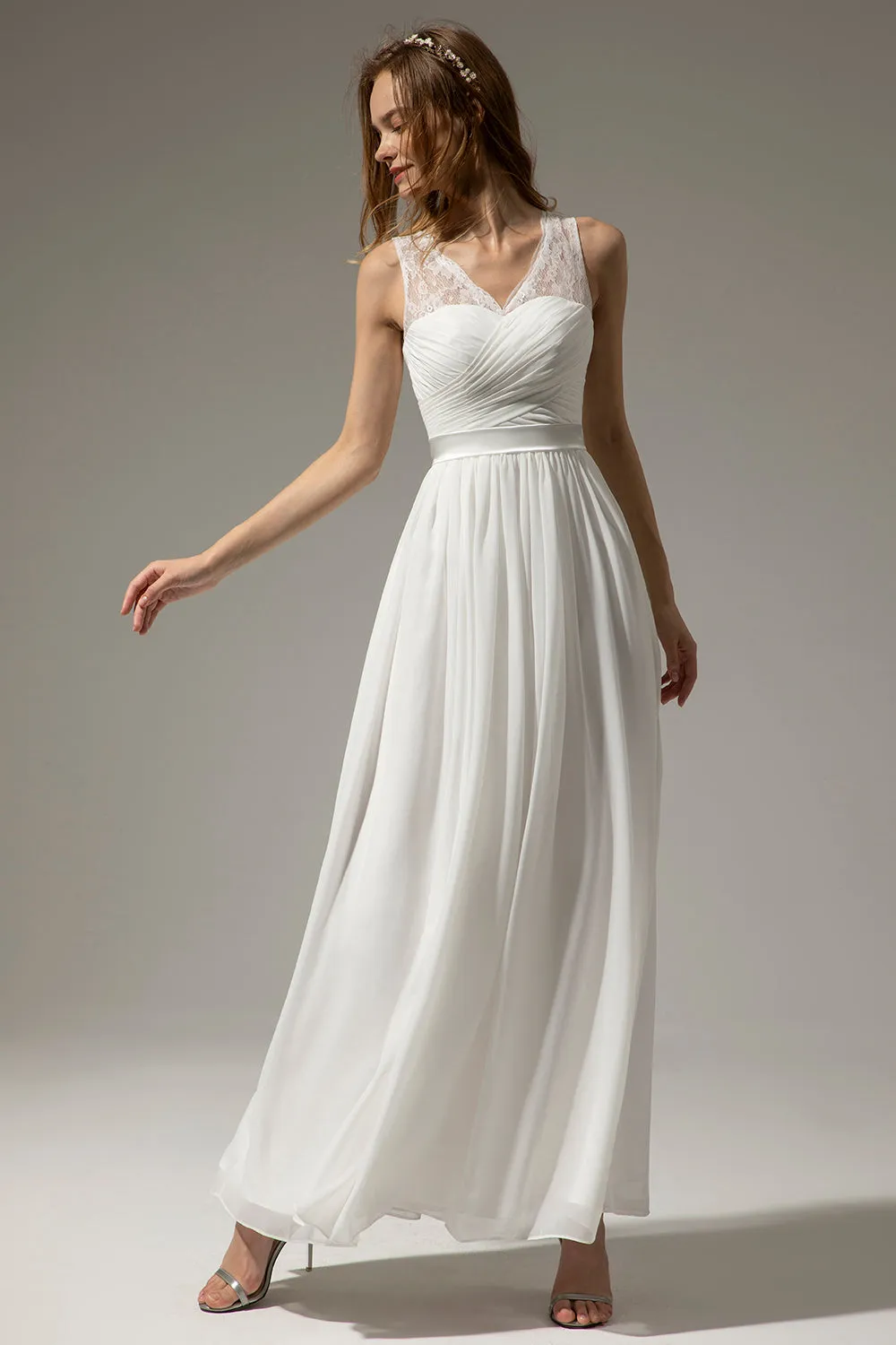 Long V-neck Bridesmaid Dress sold by Zapaka product image thumbnail 5