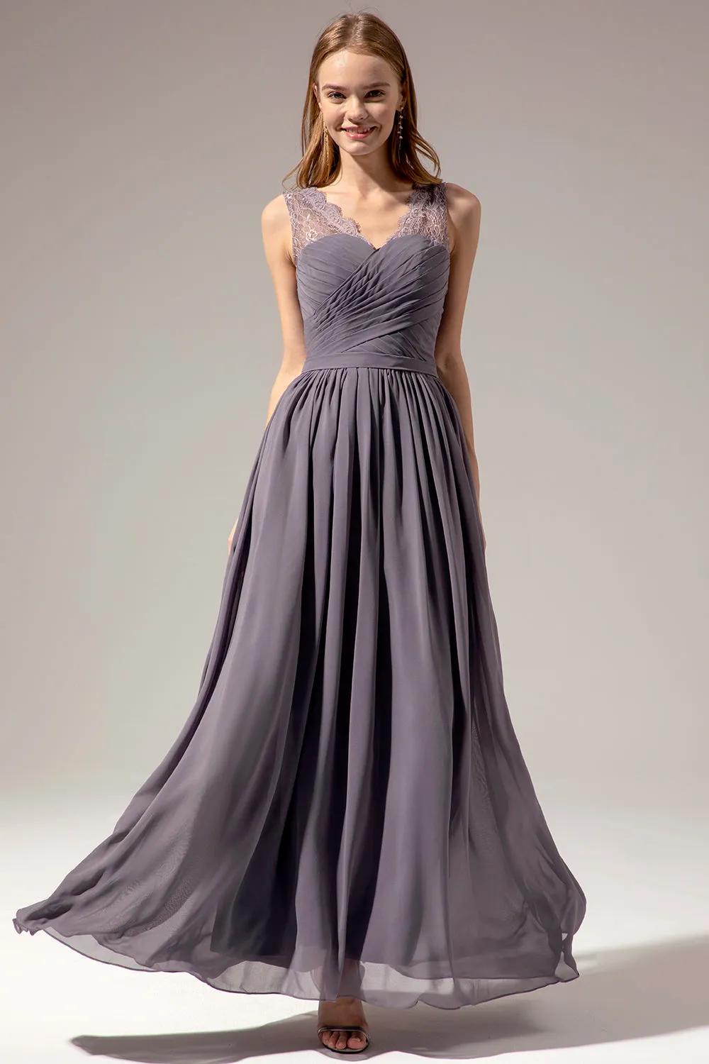 Long V-neck Bridesmaid Dress sold by Zapaka