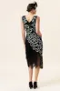 Black and Blue Sequined Fringes 1920s Gatsby Flapper Dress with 20s Accessories Set sold by Zapaka