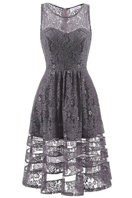 Grey Lace Bridesmaid Party Dress sold by Zapaka