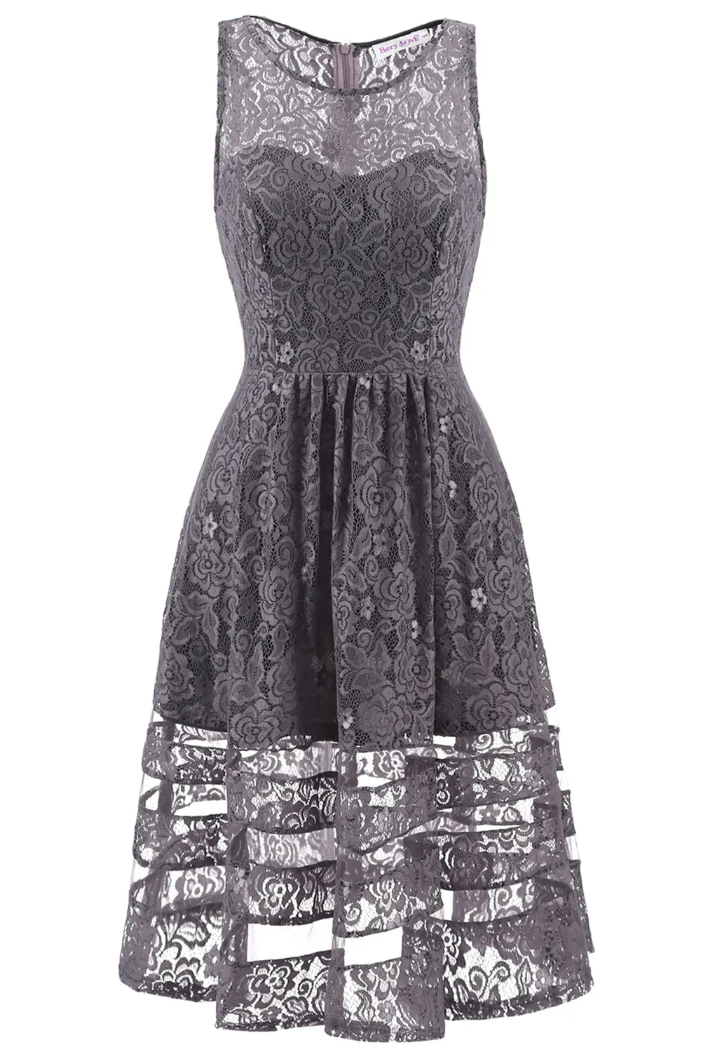 Grey Lace Bridesmaid Party Dress sold by Zapaka