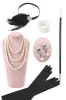 Black and Blue Sequined Fringes 1920s Gatsby Flapper Dress with 20s Accessories Set sold by Zapaka