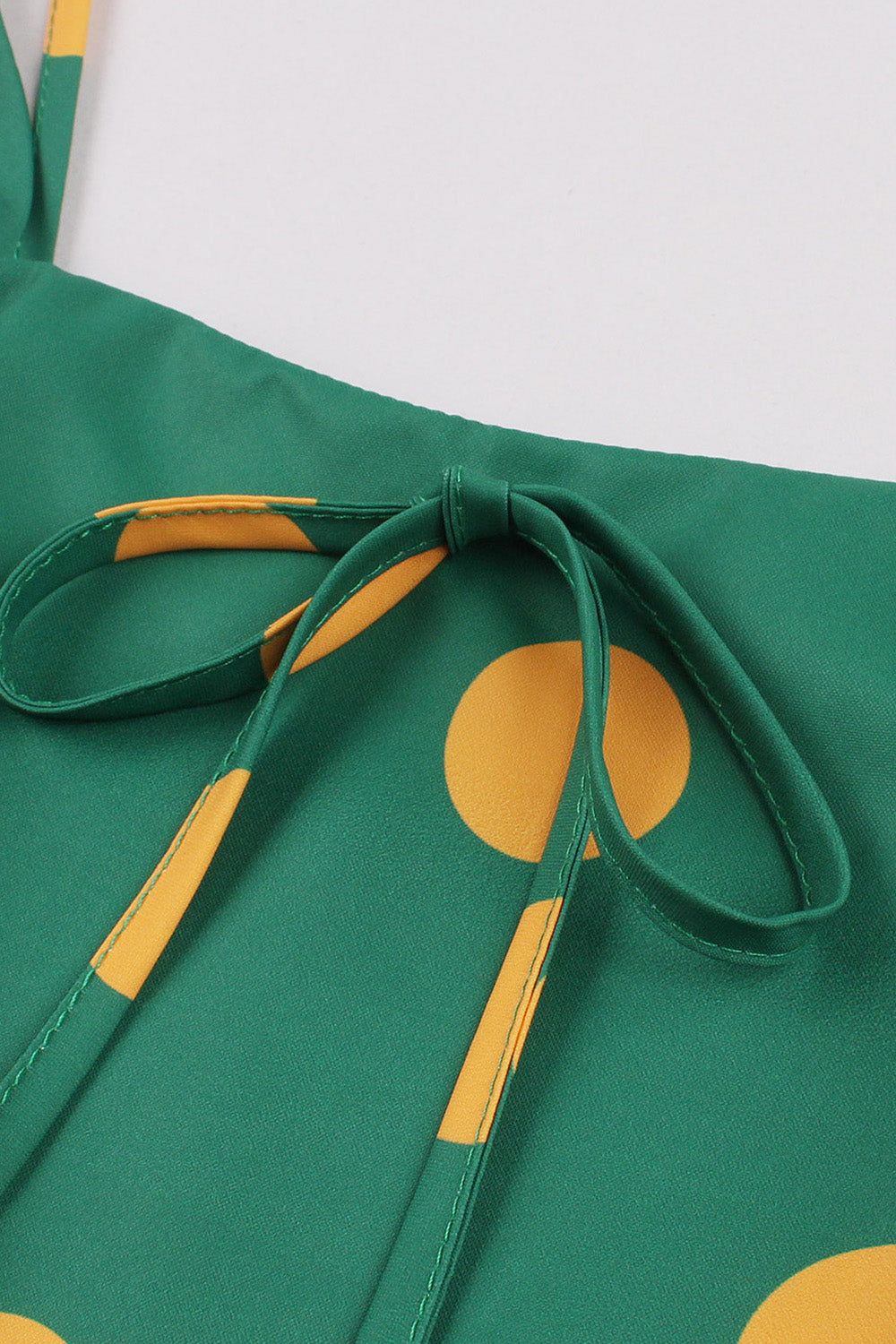 Green Polka Dots Straps Sleeveless 1950s Dress sold by Zapaka product image thumbnail 3