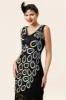 Black and Blue Sequined Fringes 1920s Gatsby Flapper Dress with 20s Accessories Set sold by Zapaka