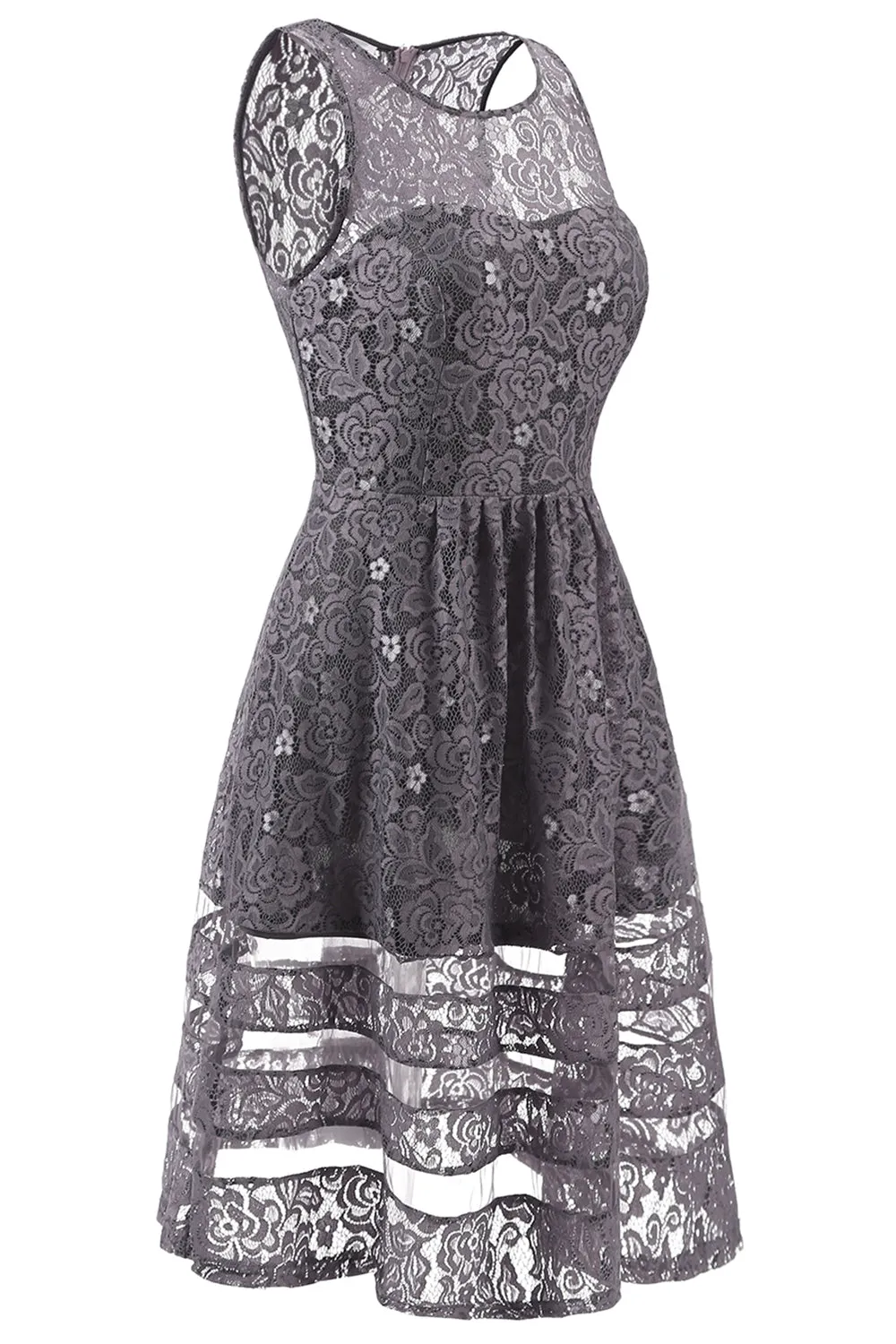Grey Lace Bridesmaid Party Dress sold by Zapaka product image thumbnail 3