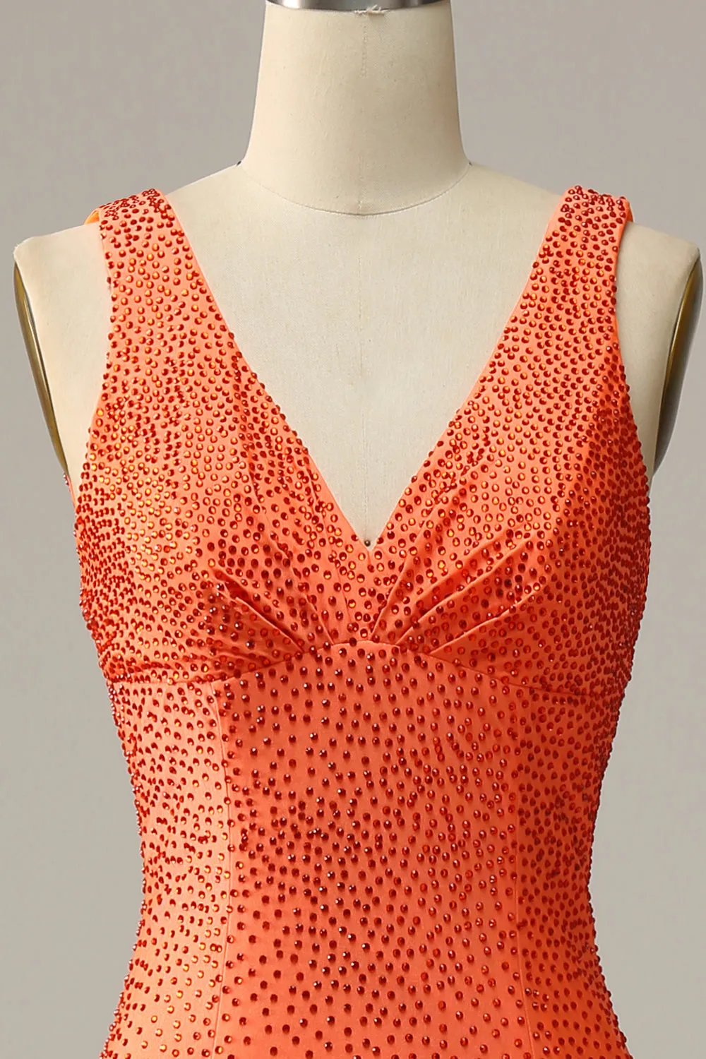 Mermaid V Neck Orange Long Prom Dress with Beading sold by Zapaka product image thumbnail 4