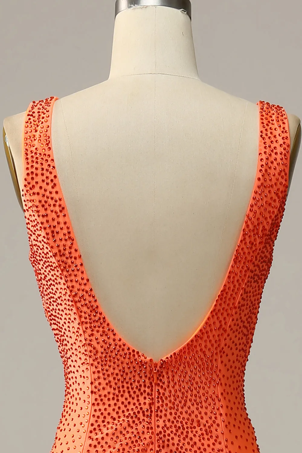 Mermaid V Neck Orange Long Prom Dress with Beading sold by Zapaka product image thumbnail 5
