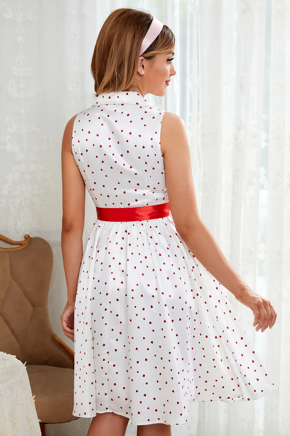 White Red Polka Dots Vintage Dress sold by Zapaka product image thumbnail 2