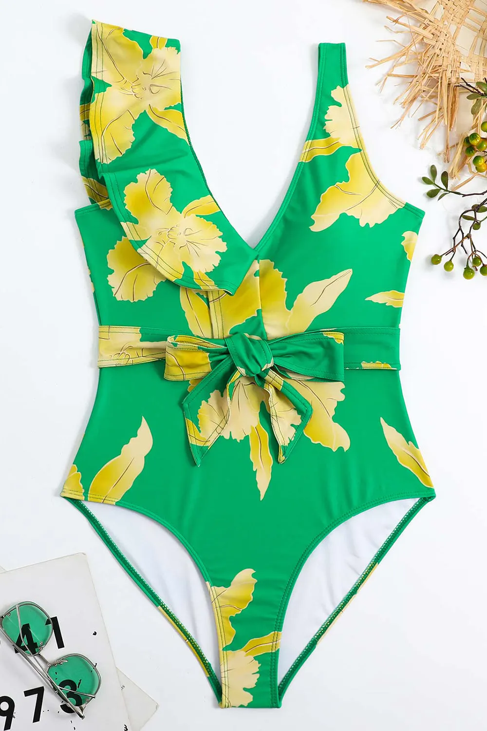 Two Piece Printed Green Bikini Set with Beach Skirt sold by Zapaka product image thumbnail 5