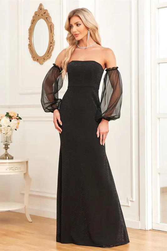 Black Mermaid Strapless Long Prom Dress sold by Zapaka