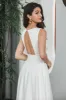 Elegant White A Line V Neck Sleeveless Graduation Dress with Hollow-out Back sold by Zapaka