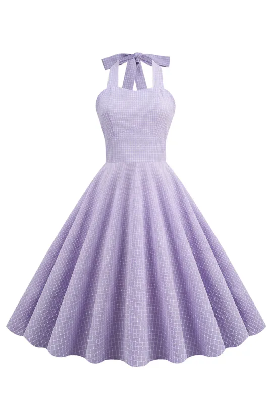 Lavender Halter Plaid Vintage Dress sold by Zapaka