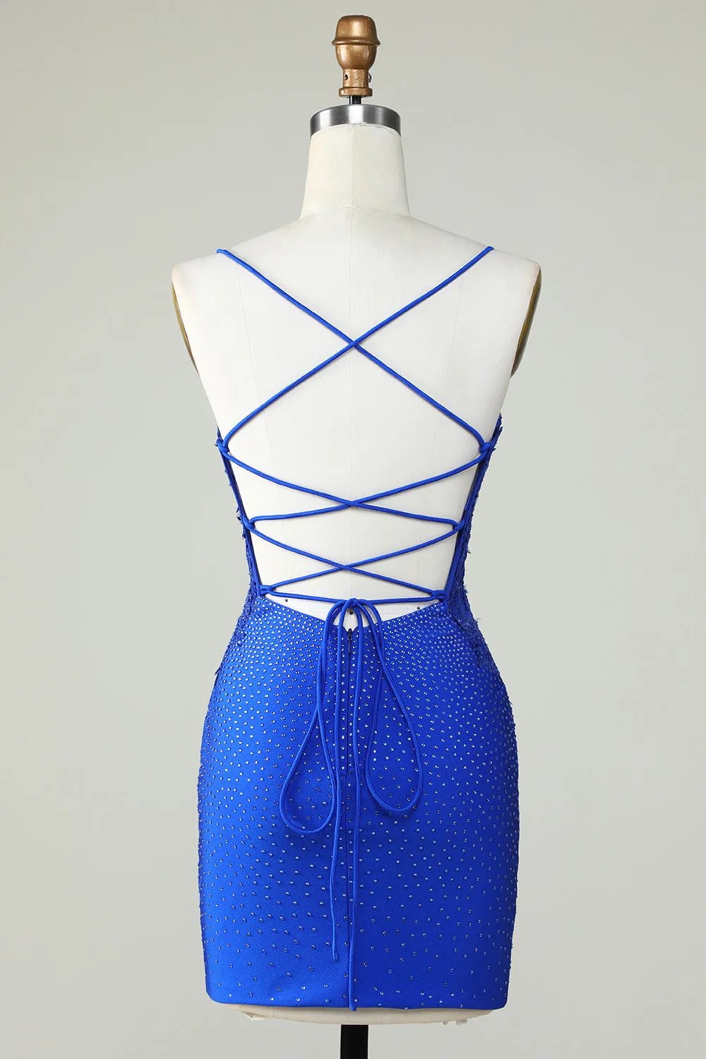 Sheath Spaghetti Straps Royal Blue Short Homecoming Dress with Beading sold by Zapaka product image thumbnail 2