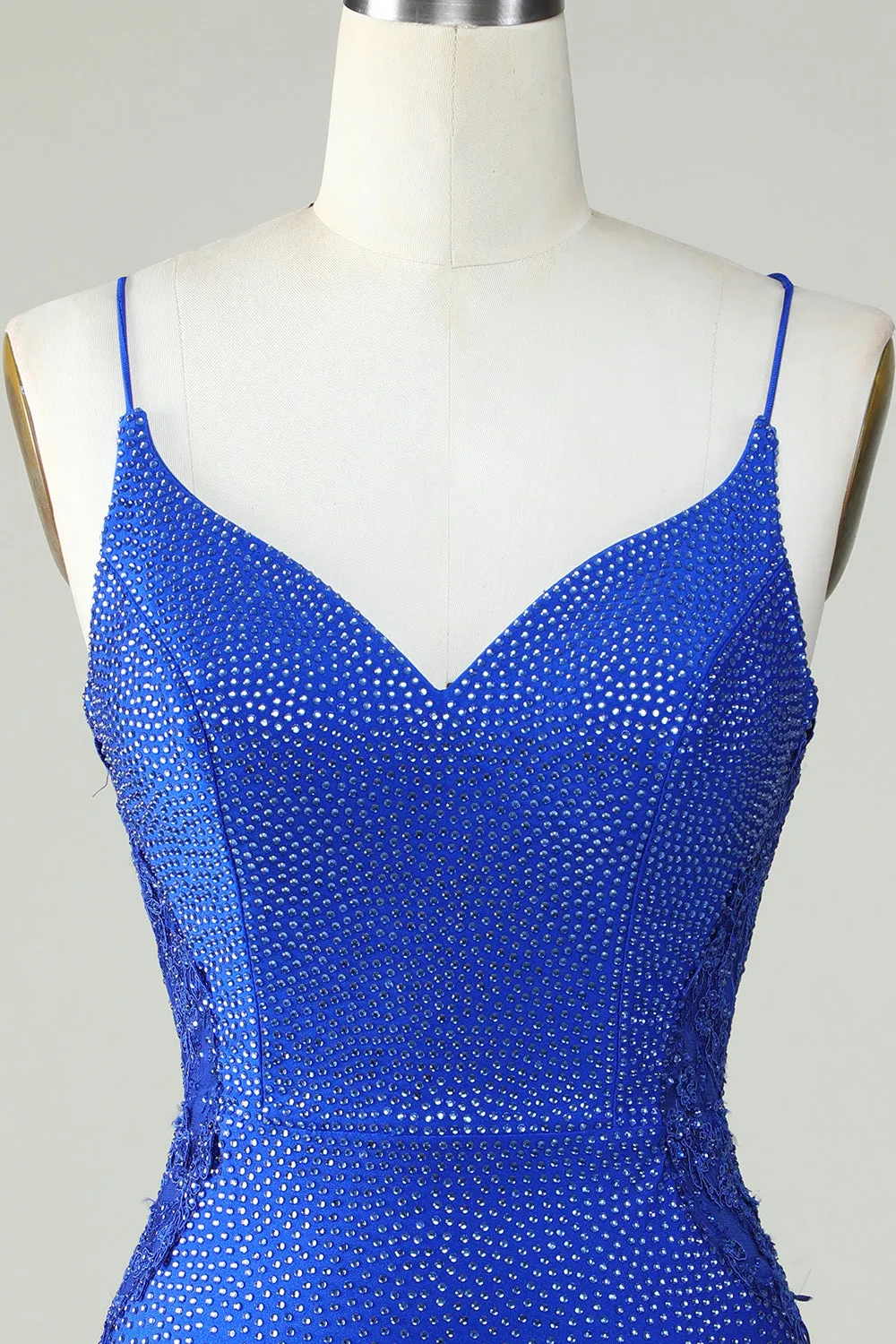 Sheath Spaghetti Straps Royal Blue Short Homecoming Dress with Beading sold by Zapaka product image thumbnail 4