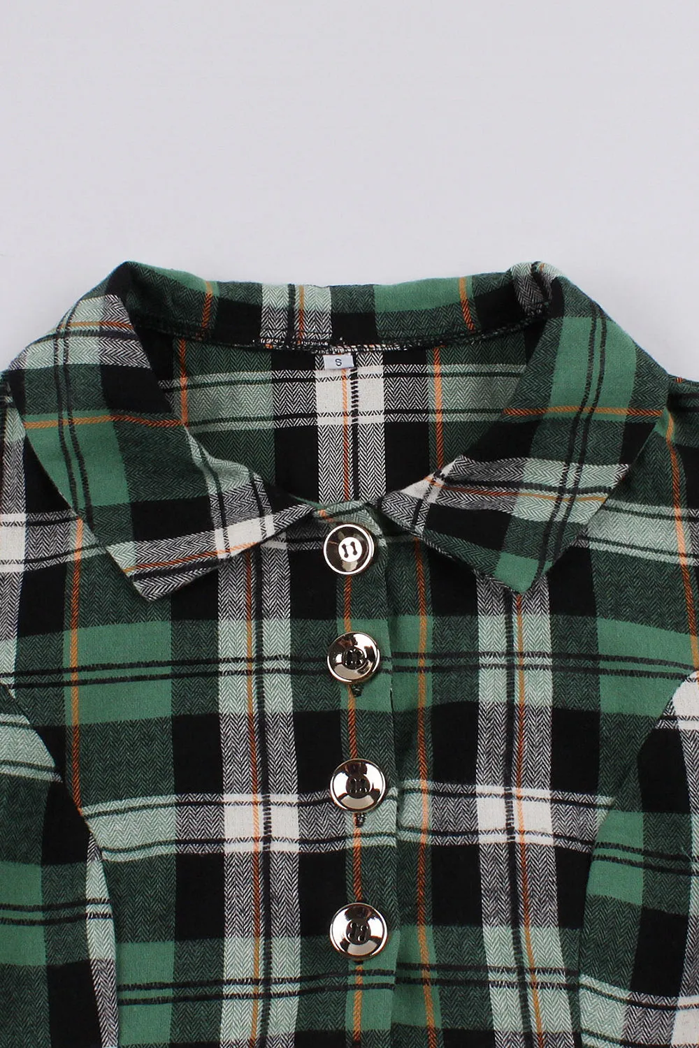 Green Plaid Ruffled 1950s Swing Dress sold by Zapaka product image thumbnail 3