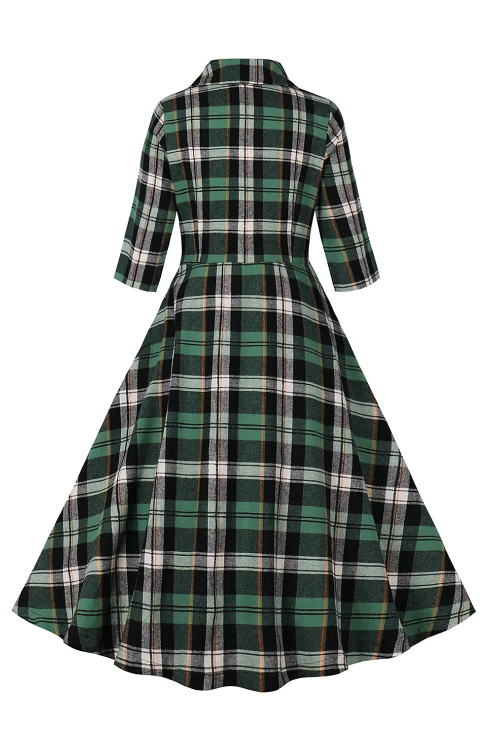 Green Plaid Ruffled 1950s Swing Dress sold by Zapaka product image thumbnail 2