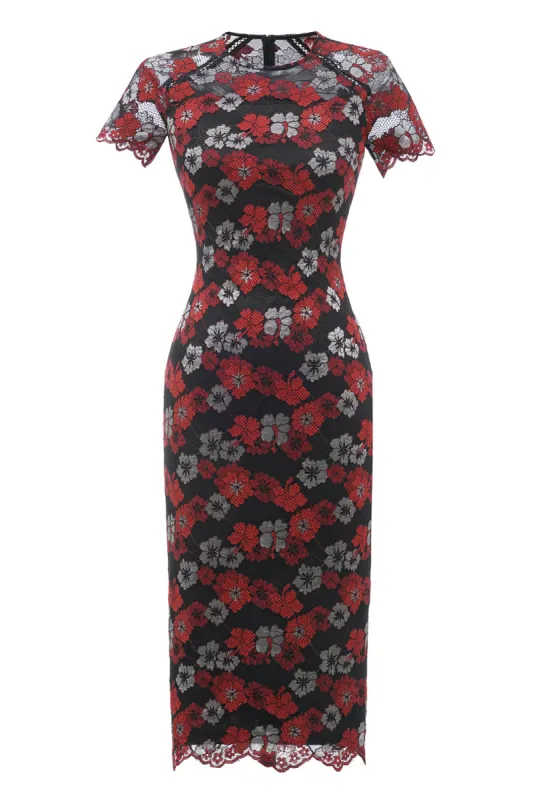 Red Black Mother of the Bride Dress with Sleeves sold by Zapaka