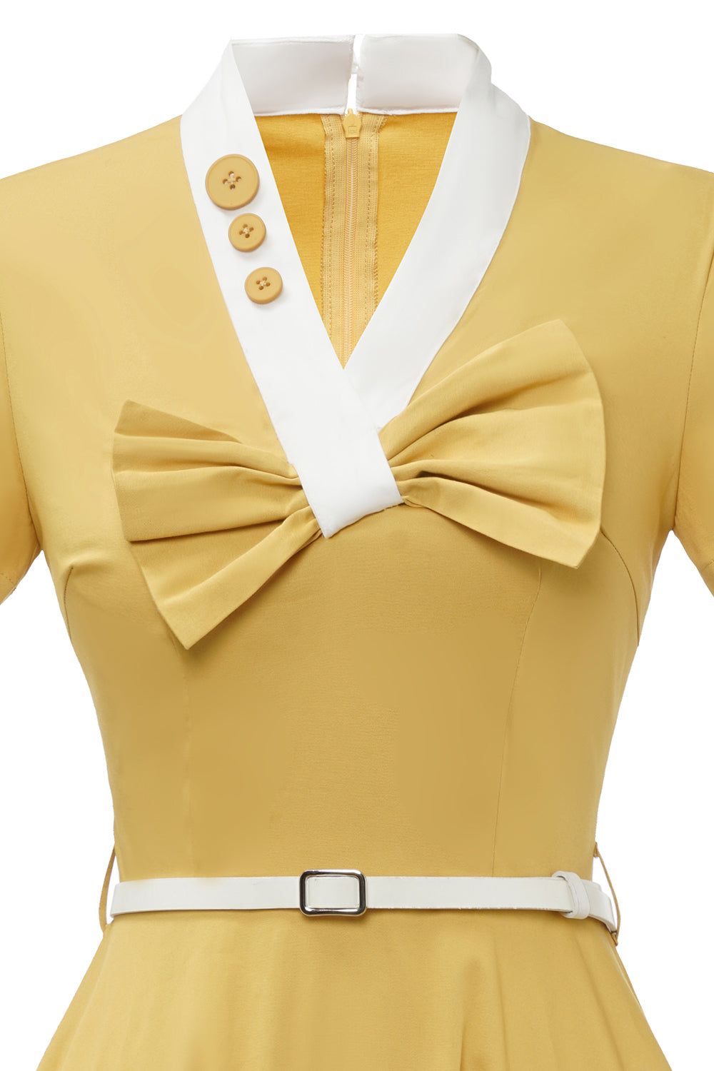 Retro Style Yellow 1950s Dress with Bowknot sold by Zapaka product image thumbnail 4