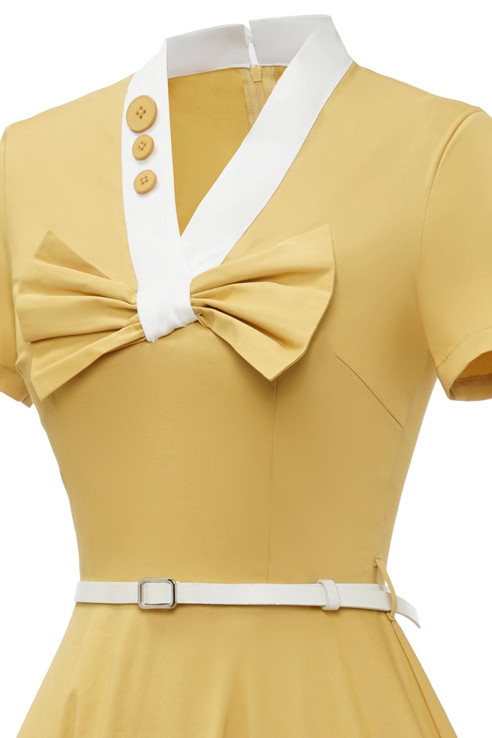 Retro Style Yellow 1950s Dress with Bowknot sold by Zapaka product image thumbnail 5