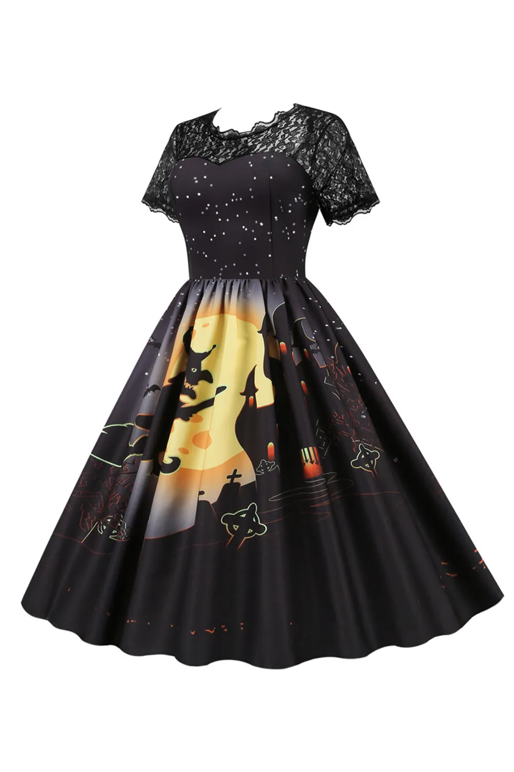 Halloween Party Lace Print Vintage Dress sold by Zapaka product image thumbnail 3