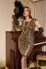 Golden Round Neck 1920s Flapper Dress sold by Zapaka