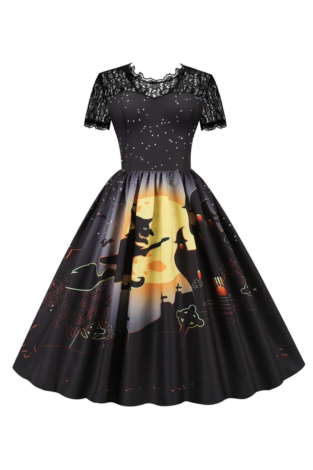Halloween Party Lace Print Vintage Dress sold by Zapaka