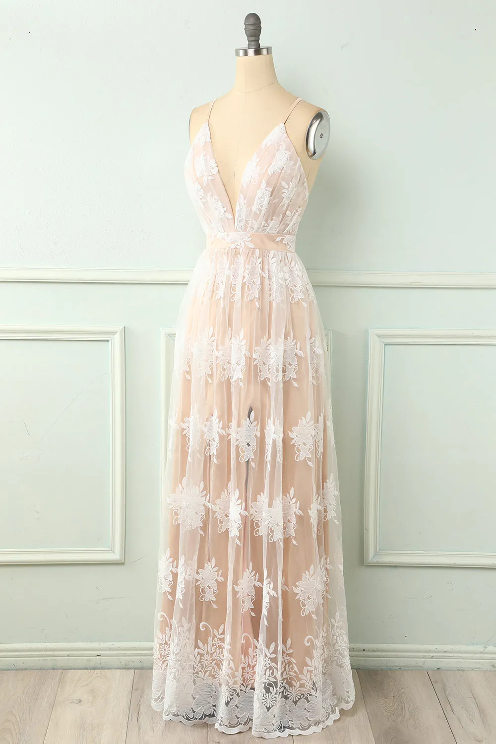Spaghetti Straps White Prom Dress sold by Zapaka product image thumbnail 3