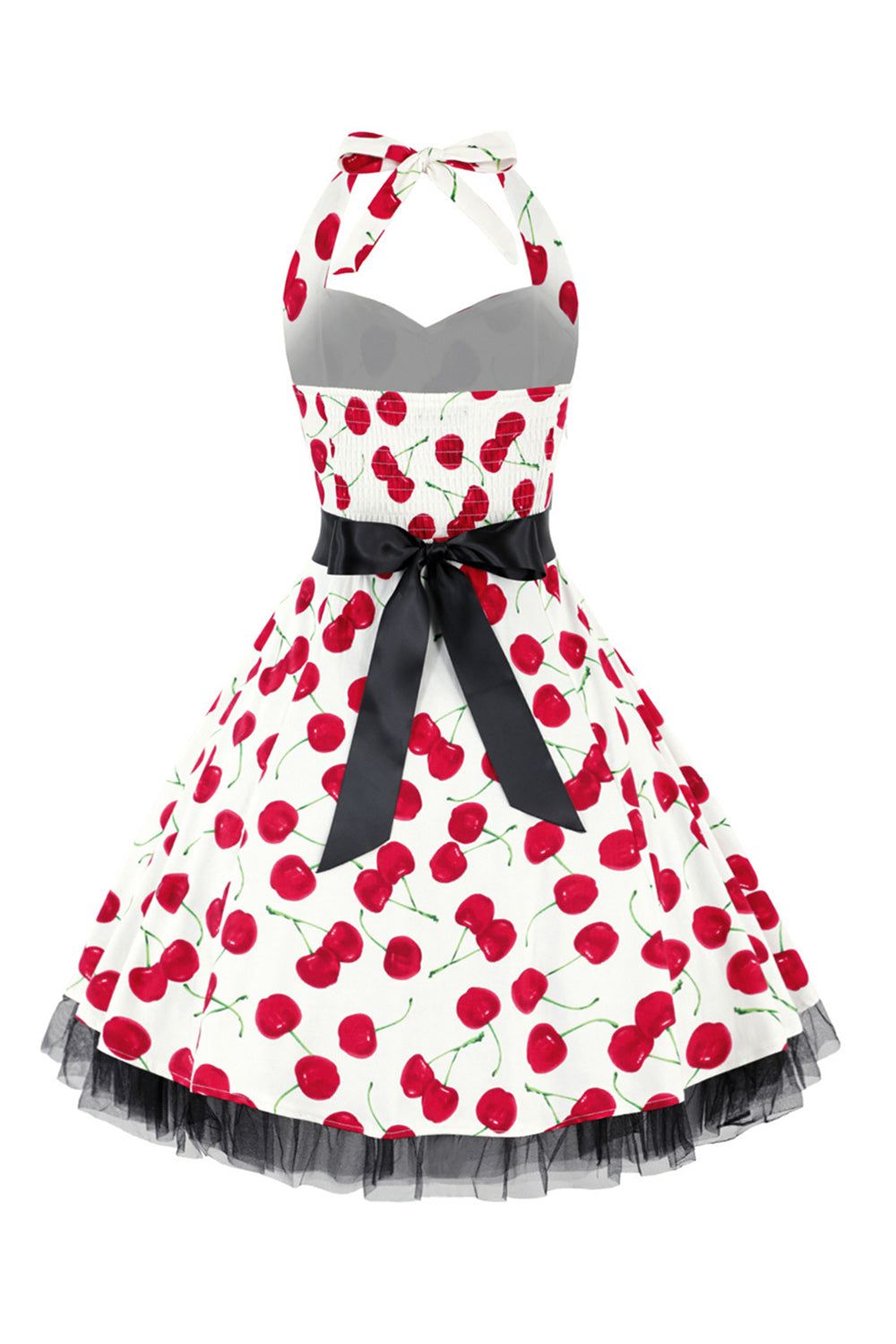 Hepburn Style Halter Tulle Black Printed 1950s Dress sold by Zapaka product image thumbnail 5