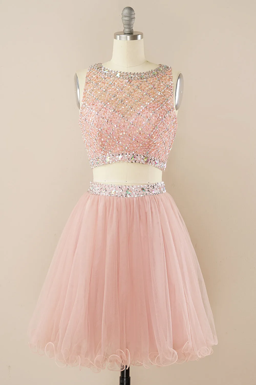 Blush Beading Short Homecoming Dress sold by Zapaka