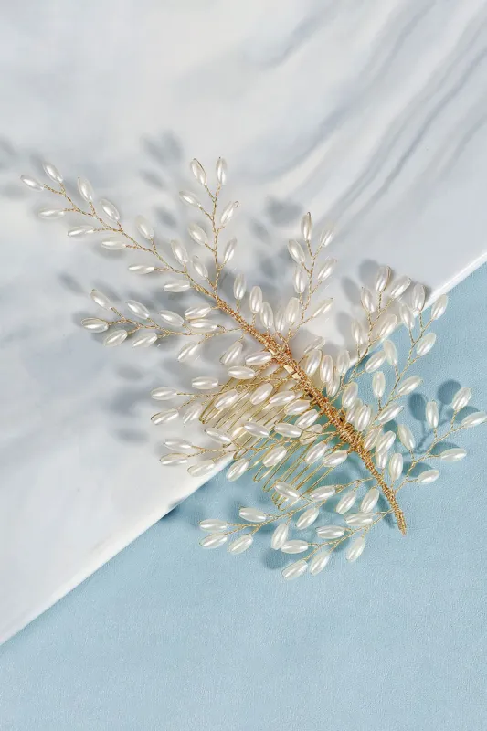 Silver Pearl Bridal Hair Clip sold by Zapaka