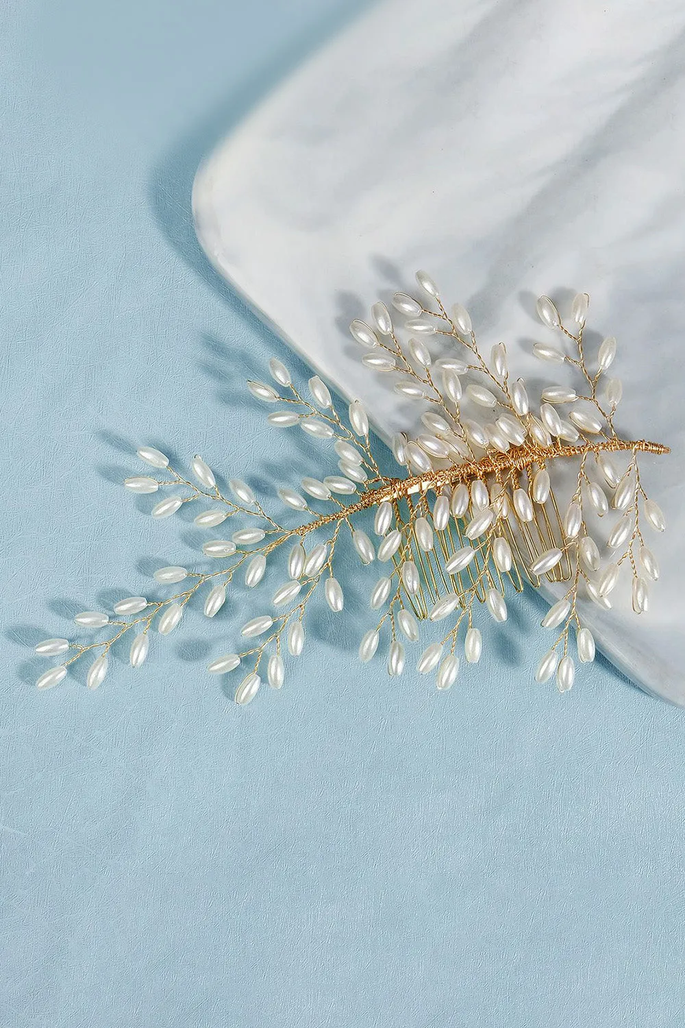 Silver Pearl Bridal Hair Clip sold by Zapaka product image thumbnail 5