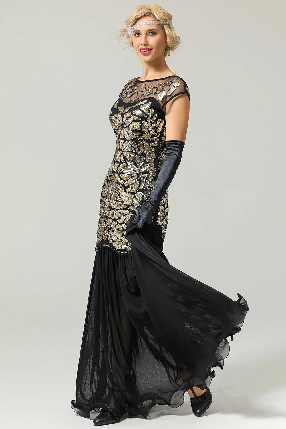 Black Gold Mermaid Flapper Dress sold by Zapaka product image thumbnail 5