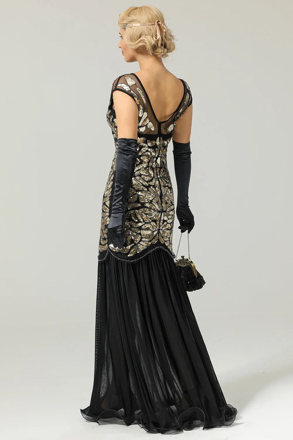 Black Gold Mermaid Flapper Dress sold by Zapaka product image thumbnail 2