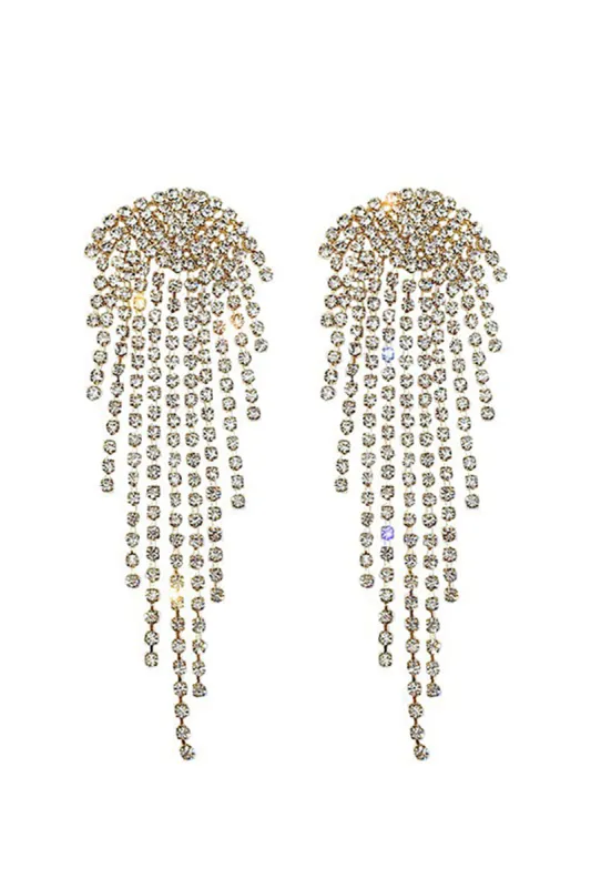 Gold Rhinestone Drop Earrings sold by Zapaka