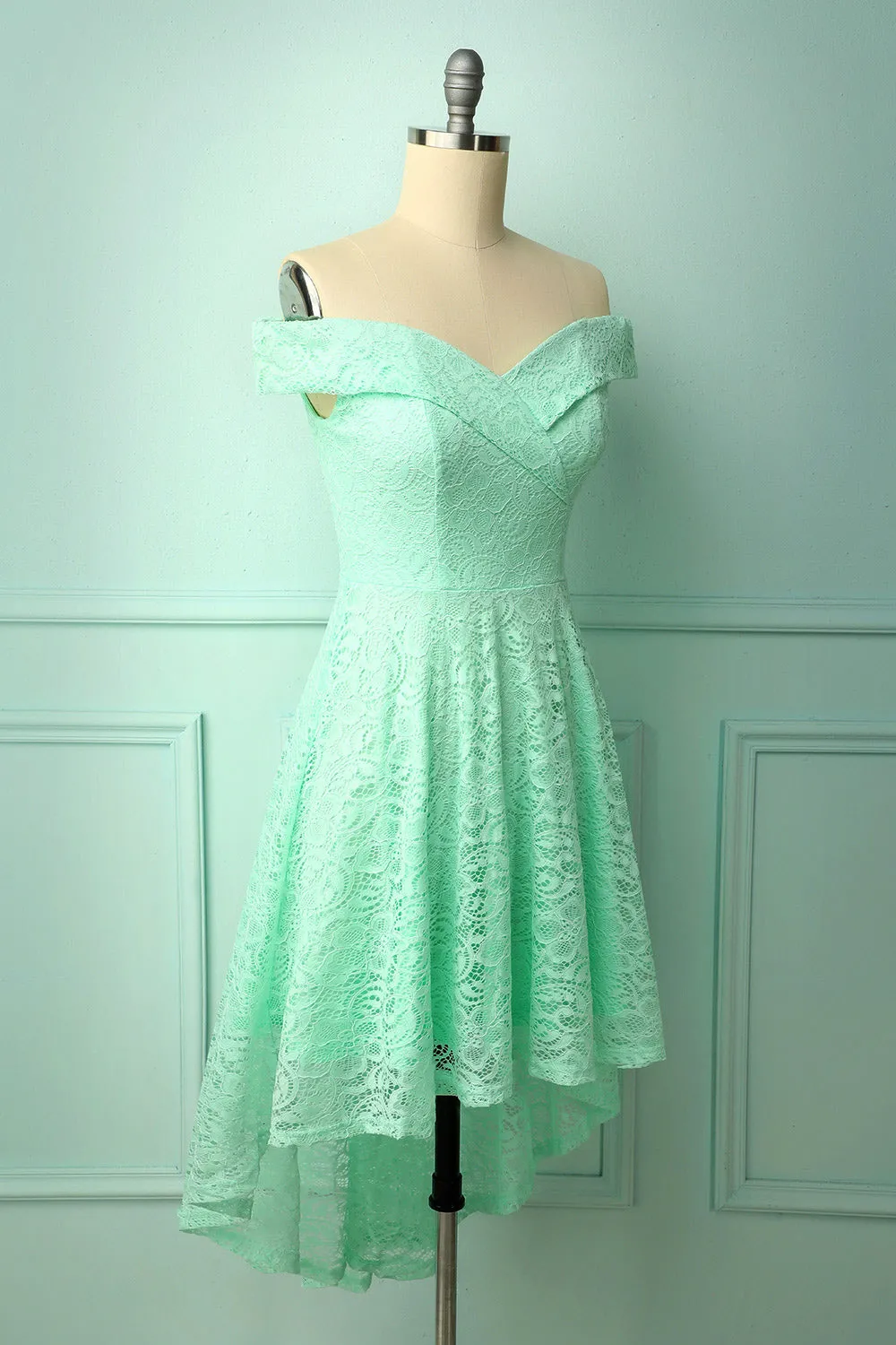 Off-shoulder High Low Lace Dress sold by Zapaka product image thumbnail 5