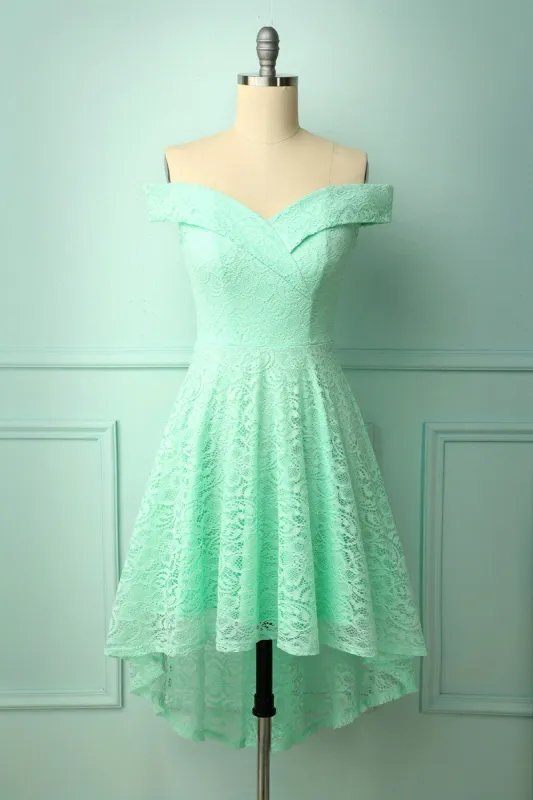 Off-shoulder High Low Lace Dress sold by Zapaka