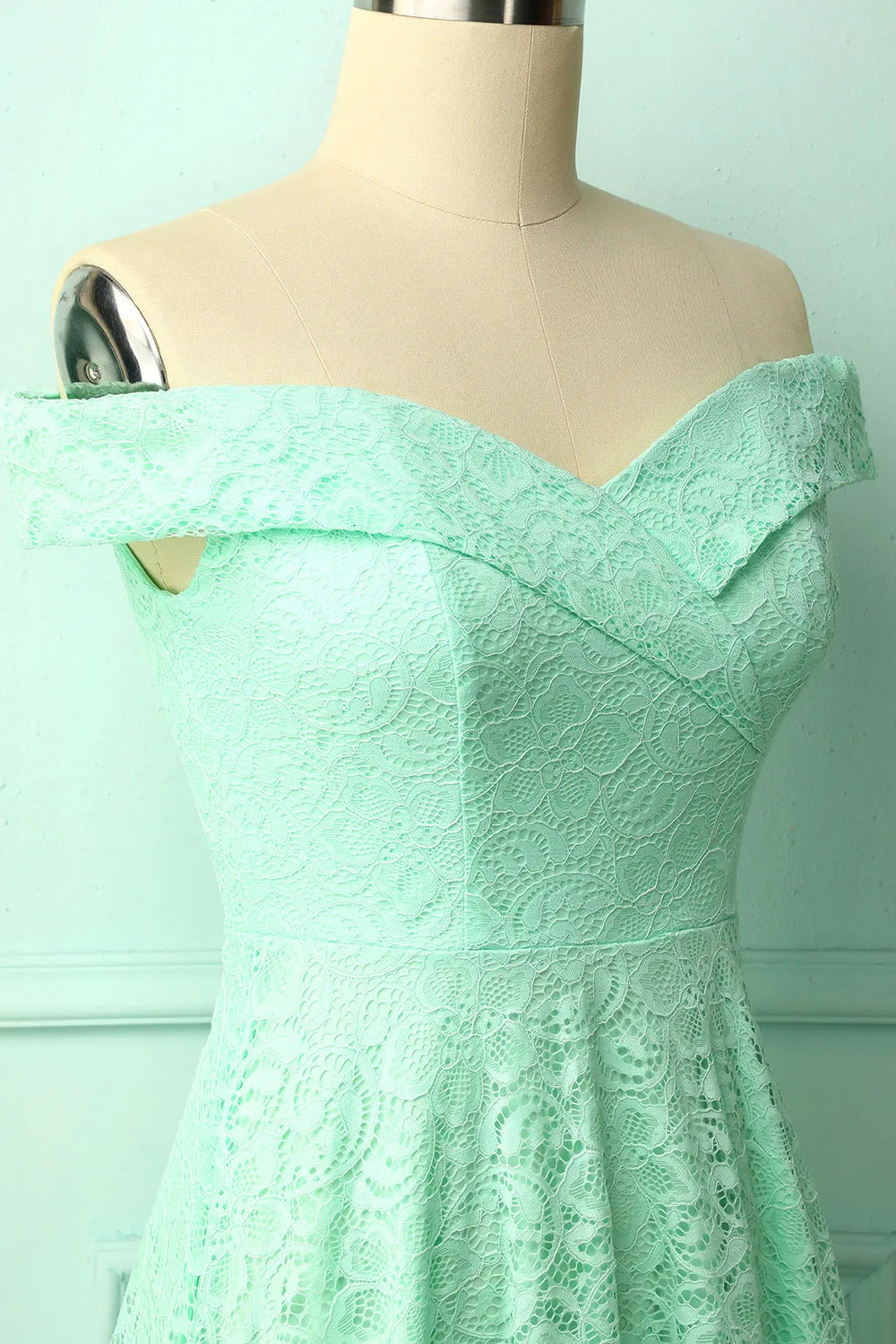 Off-shoulder High Low Lace Dress sold by Zapaka product image thumbnail 3