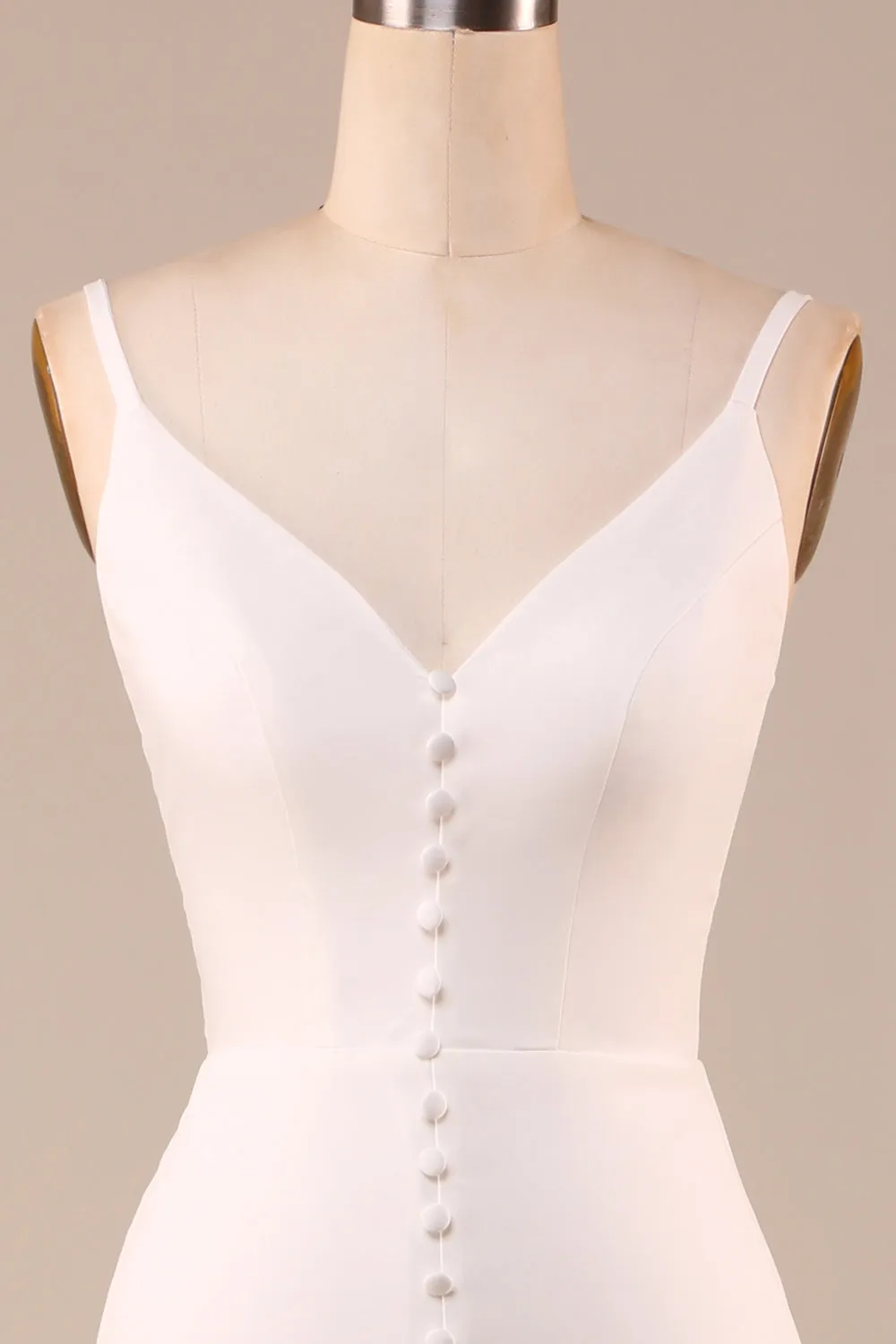 Simple Ivory Mermaid Backless Long Wedding Dress with Slit sold by Zapaka product image thumbnail 4