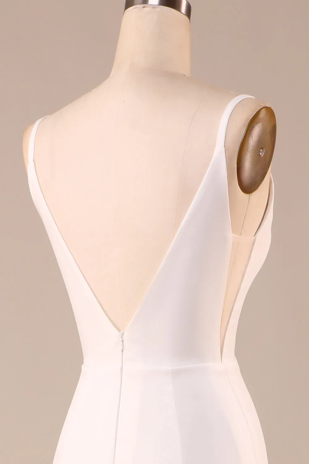 Simple Ivory Mermaid Backless Long Wedding Dress with Slit sold by Zapaka product image thumbnail 5