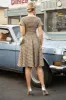Khaki Green Grid Short Sleeves Vintage 1950s Dress sold by Zapaka