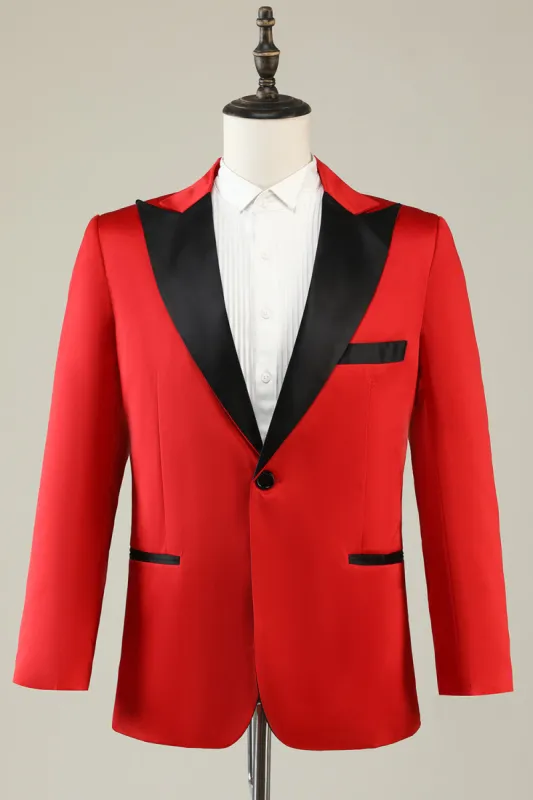 Notched Lapel Red Prom Blazer for Men sold by Zapaka