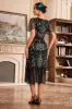 Dark Green V Neck Fringe 1920s Gatsby Dress With Sequins sold by Zapaka
