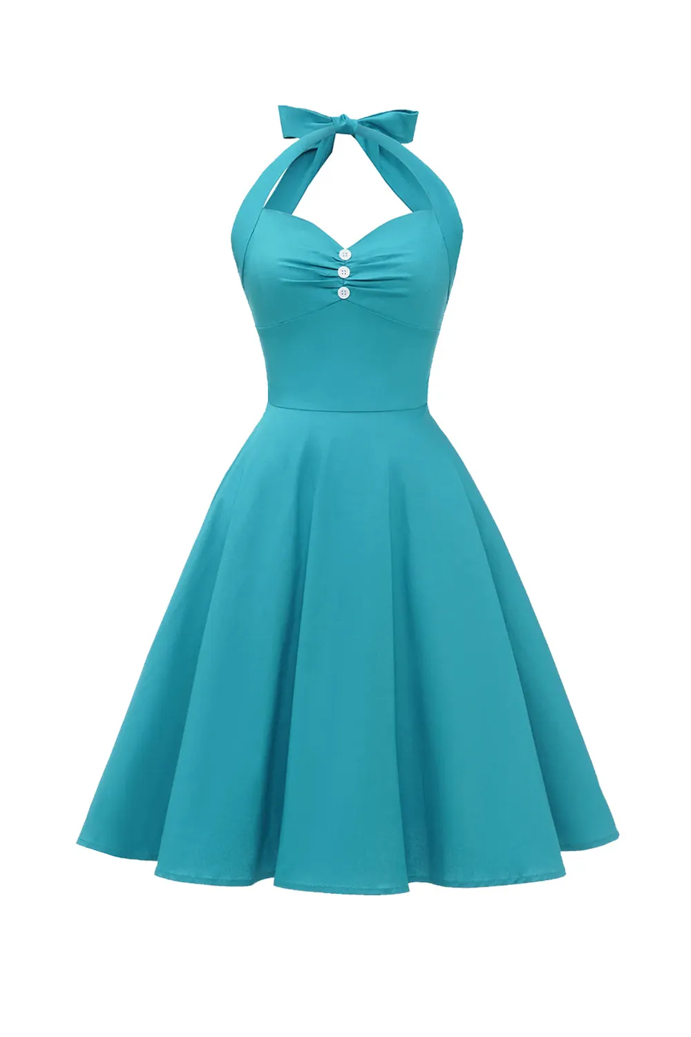 Halter Blue Vintage Dress with Bowknot sold by Zapaka