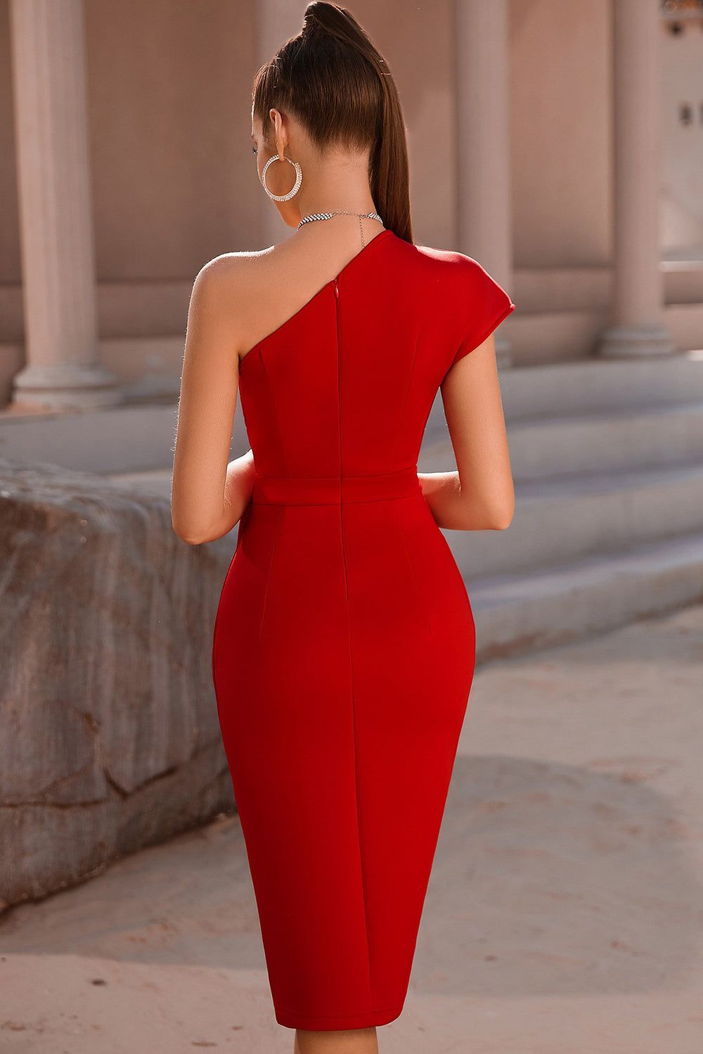 One Shoulder White Bodycon Cocktail Dress sold by Zapaka product image thumbnail 10